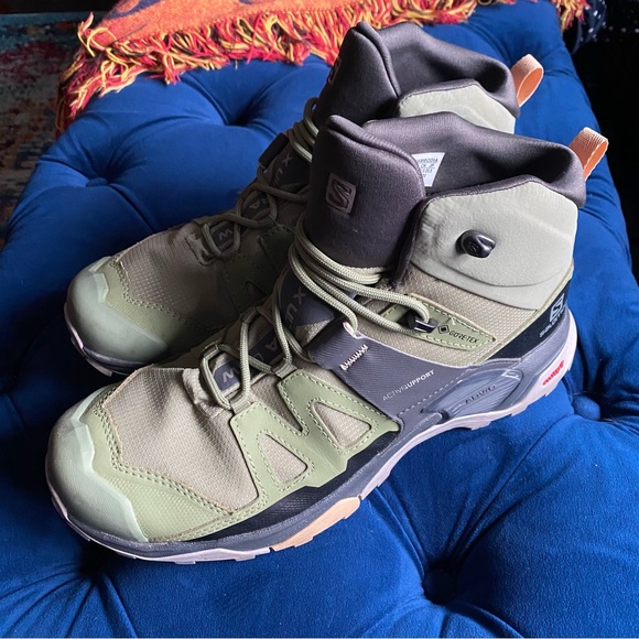 Salomon Shoes - Salomon X ULTRA 4 MID GORE-TEX Alfalfa Deep Lichen Green Hiking Boots size 8.5